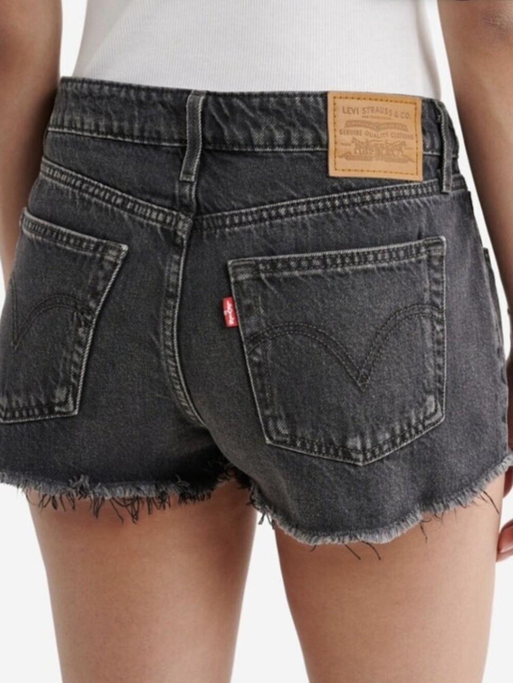 Levi's Black Disstressed Raw Hem Denim Shorts
